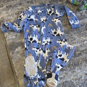 Carter's Blue Cow Print Kids Footie Pajamas